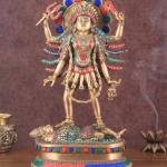 Pure Brass Kali Mata Idol with Stonework | 18" Four-Armed Art | 9.5kg Sacred Masterpiece | Meenakari Temple Beauty | Jaipurio